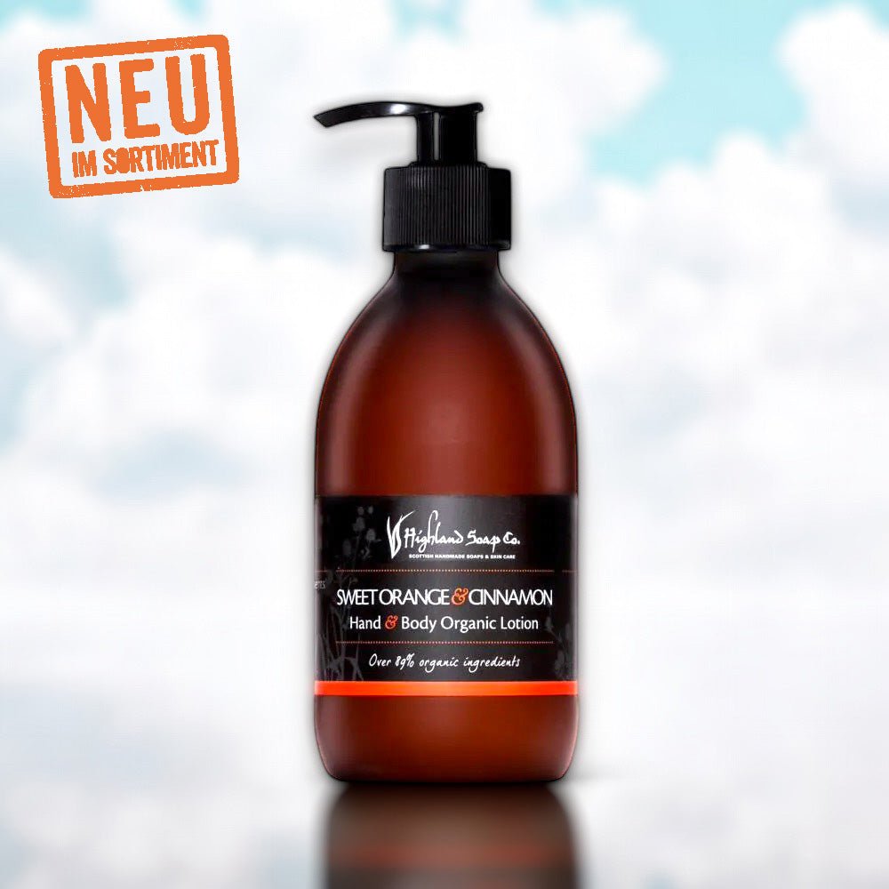 Feuchtigkeitslotion mit Orange & Zimt (300ml) - revitalisiert und belebt Hände und Körper - Hand - und Körperlotion - Aloe Vera - biorundum