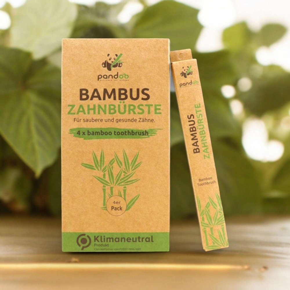 Zahnsbürsten aus Bambus - im 4er Pack - Bambus - 100% Bambus - biorundum